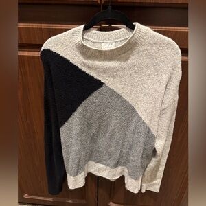 J. Crew Women's Tri-Tone Sweater - Black, Gray, and Cream